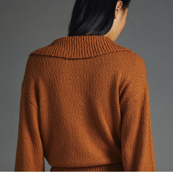 Anthropologie Maeve V-Neck Polo Honey Pullover Sweater Size Large New With Tags - Picture 5 of 13
